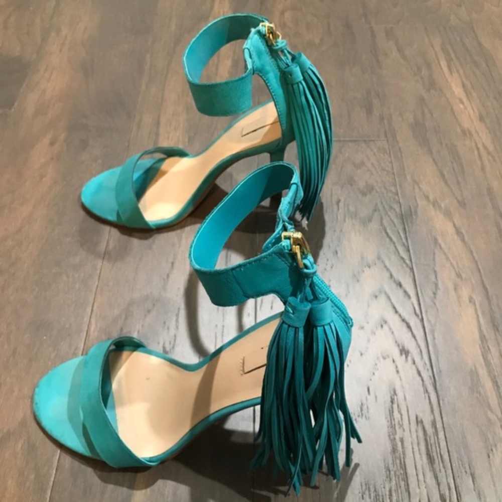 teal suede heels